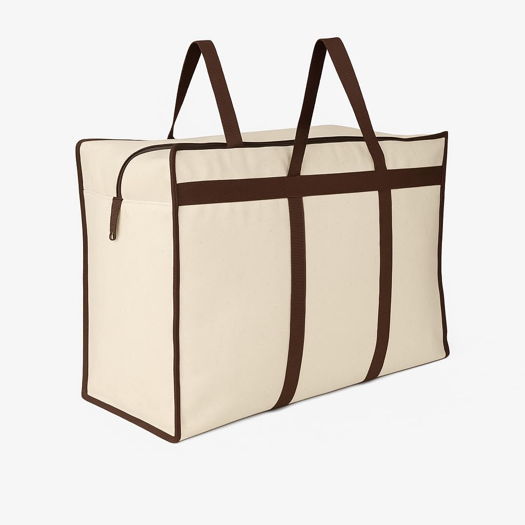 Multipurpose Extra Large Big Heavy Duty Storage Organizer Reusable Canvas Shopper Bag With Strong Handles And Base With Covers Z