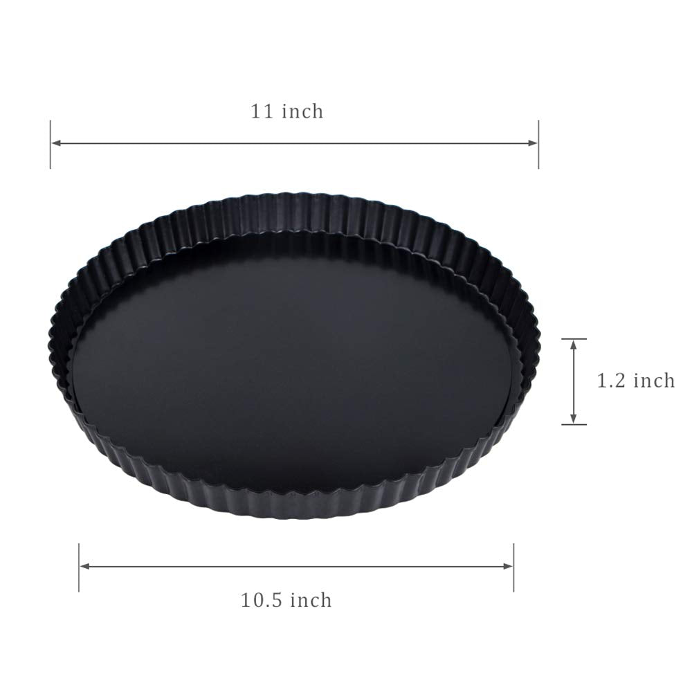 Webake 11 Inch Tart Pan Heavy Duty Quiche Pan Removable Bottom Nonstick Round Pie Pan