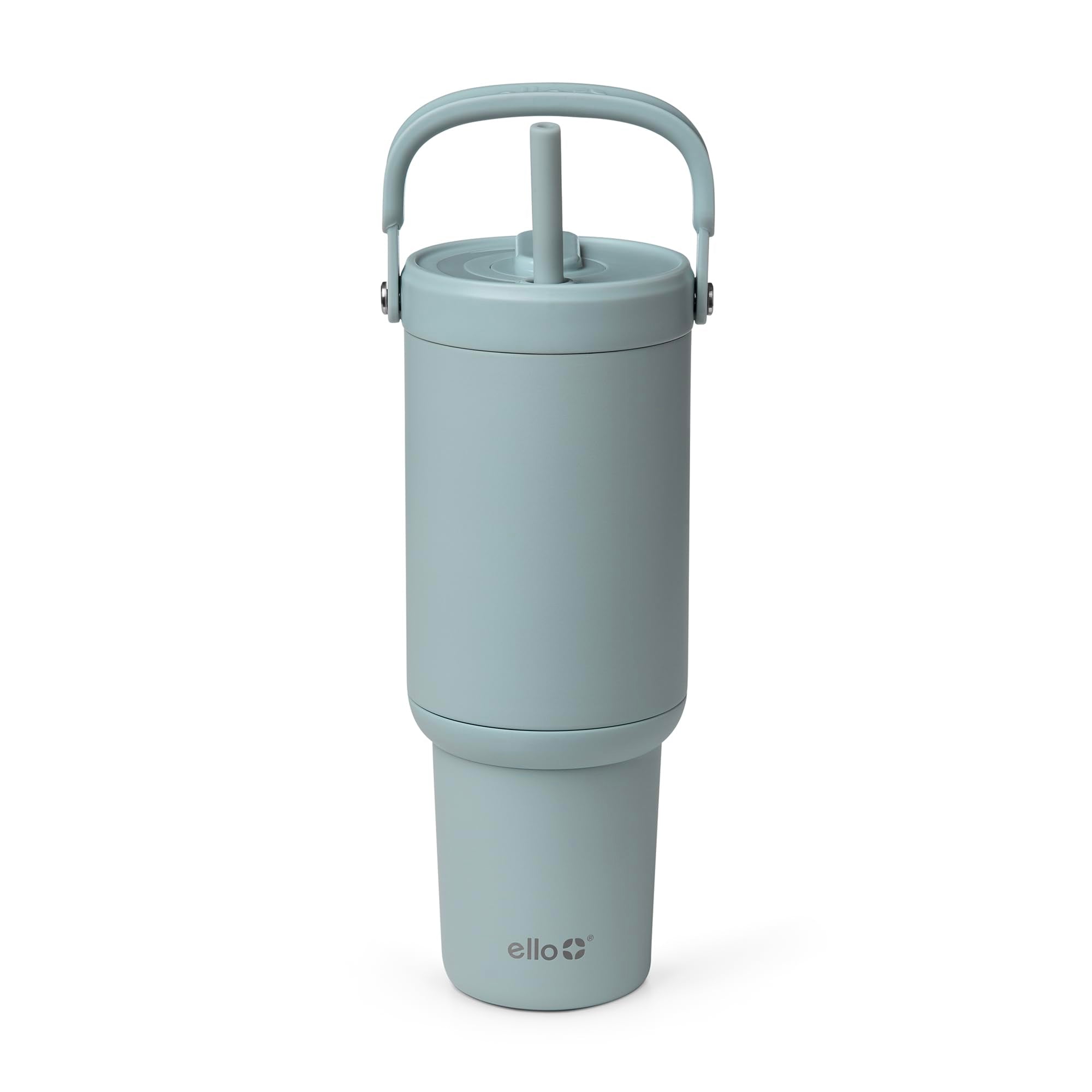 Ello Oasis Go+ 32oz Tumbler with Top Handle and Retracting Straw | Reusable Insulated Stainless Steel Cup, 100% Leakproof Water 