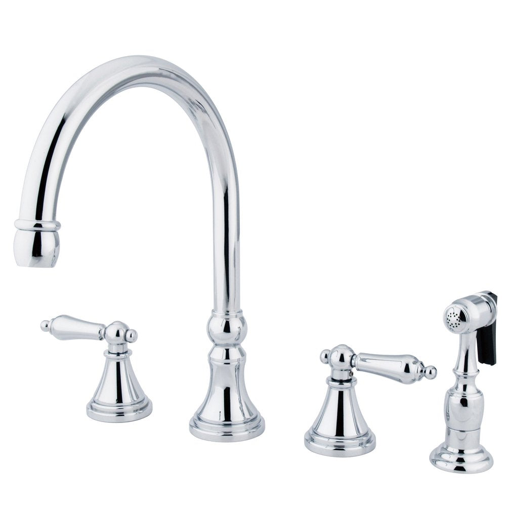 Kingston Brass KS2791ALBS Governor Widespread Kitchen Faucet, 8-1/4, Polished Chrome