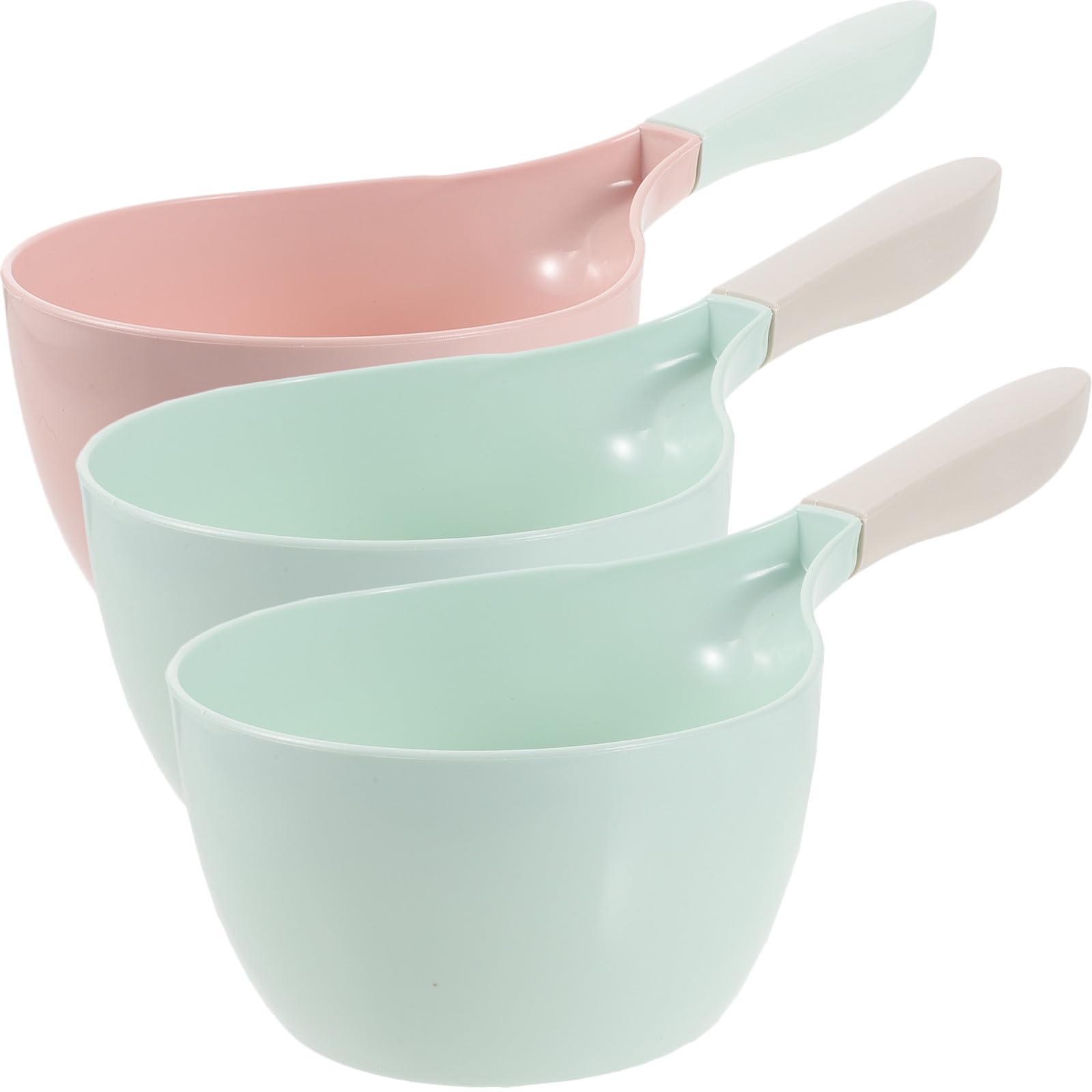 DEARMAMY 3pcs Thick Plastic Water Scoop Short Handle Ladle Kitchen Watering Spoon for Bathing and Gardening Household Use Random