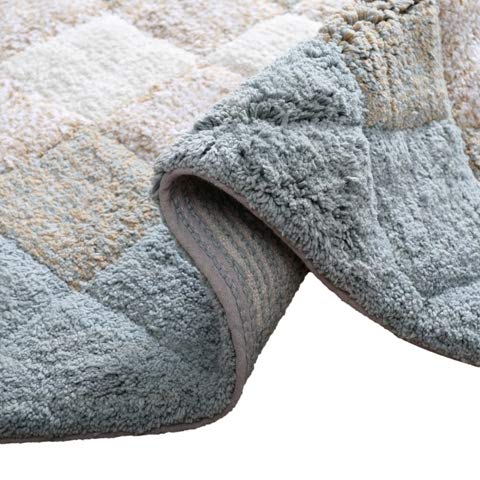 Bathroom Rugs Set 2Piece In 100%Cotton Albany Inspired Bath Rugs 21X32/17X34,Grey Beige Combo,Anitskid Bath Rugs Set,Cotton Bath