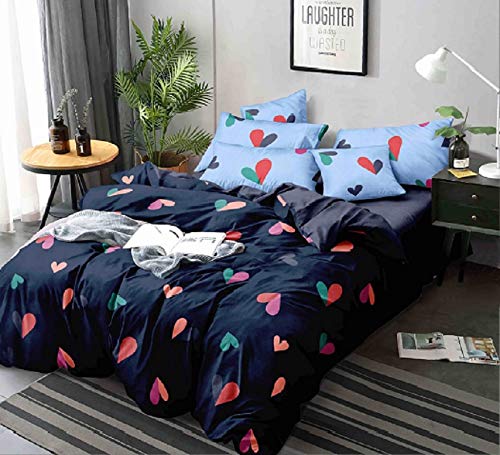 Laying Style Microfiber Glace Cotton Reversible Comforter, Doublebedsheet With 2 Pillow Cover (Bedding Set 4 Piece, 200 Gsm)
