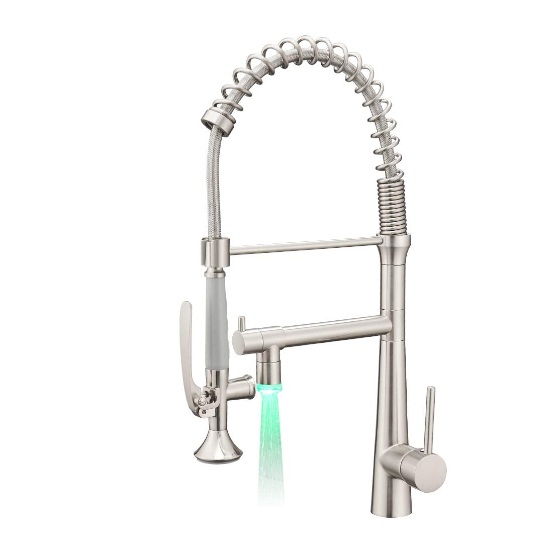 Aimadi Pull Down Kitchen Faucet With Sprayer,Commercial Single Handle Stainless Steel Brushed Nickel Kitchen Sink Faucet With Le