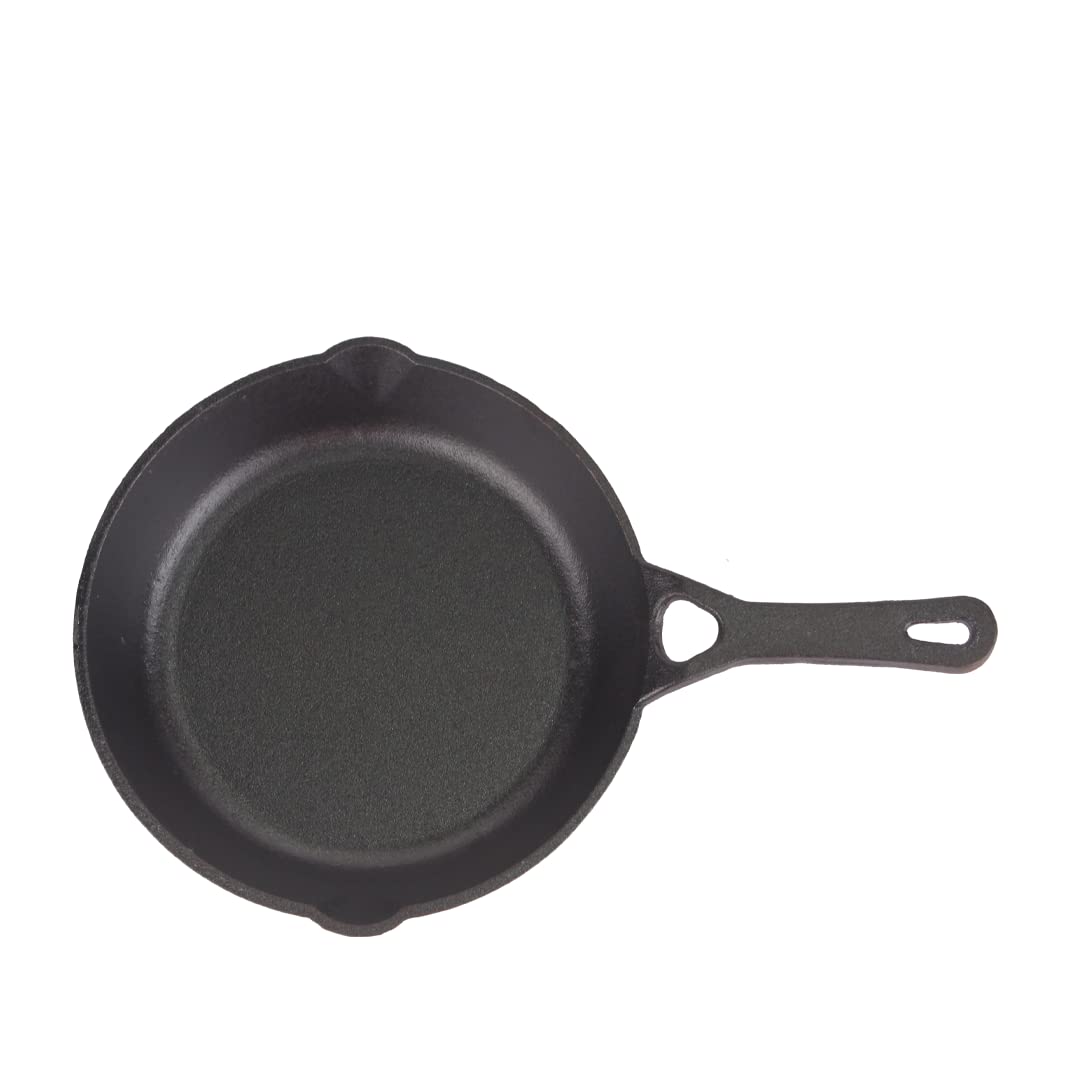 The Indus Valley PreSeasoned Cast Iron Fry Pan/Skillet With Long Handle | Small 20.3Cm/8Inch, 0.9Ltr, 1.6Kg | Induction Friendl