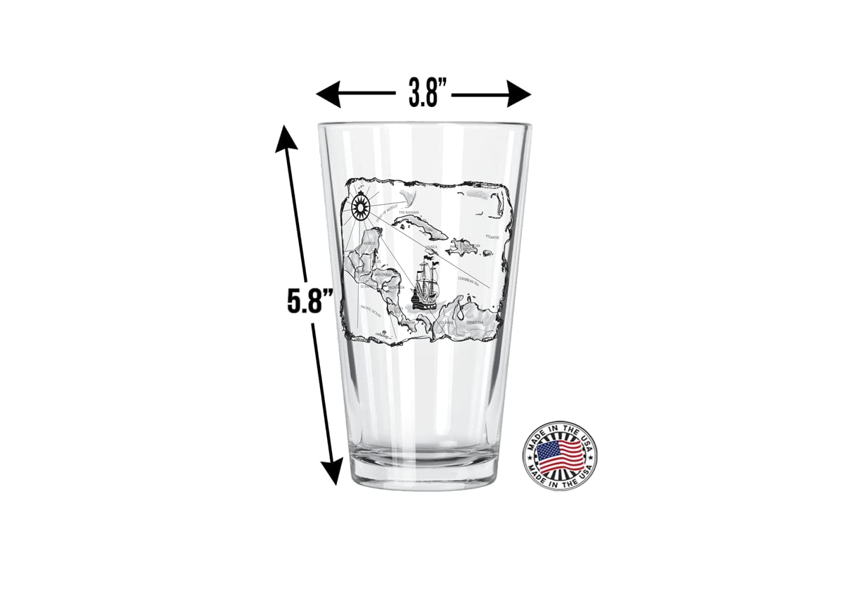 Corkology Pint Glass Treasure Map, Clear