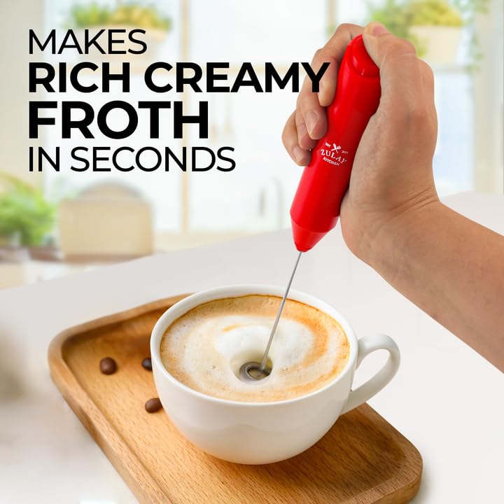 Zulay Frothmate Powerful Milk Frother For Coffee - Portable & Compact Handheld Foam Maker For Lattes, Cappuccinos, Matcha, Hot C