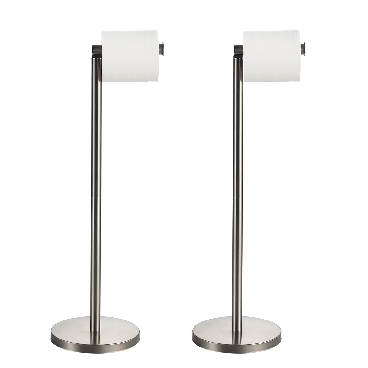 Bgl Toilet Paper Holder Brushed Nickel 2 Pack Standing On Floor, Toilet Paper Holder With Reserve Storage Paper Rolls, Free Stan