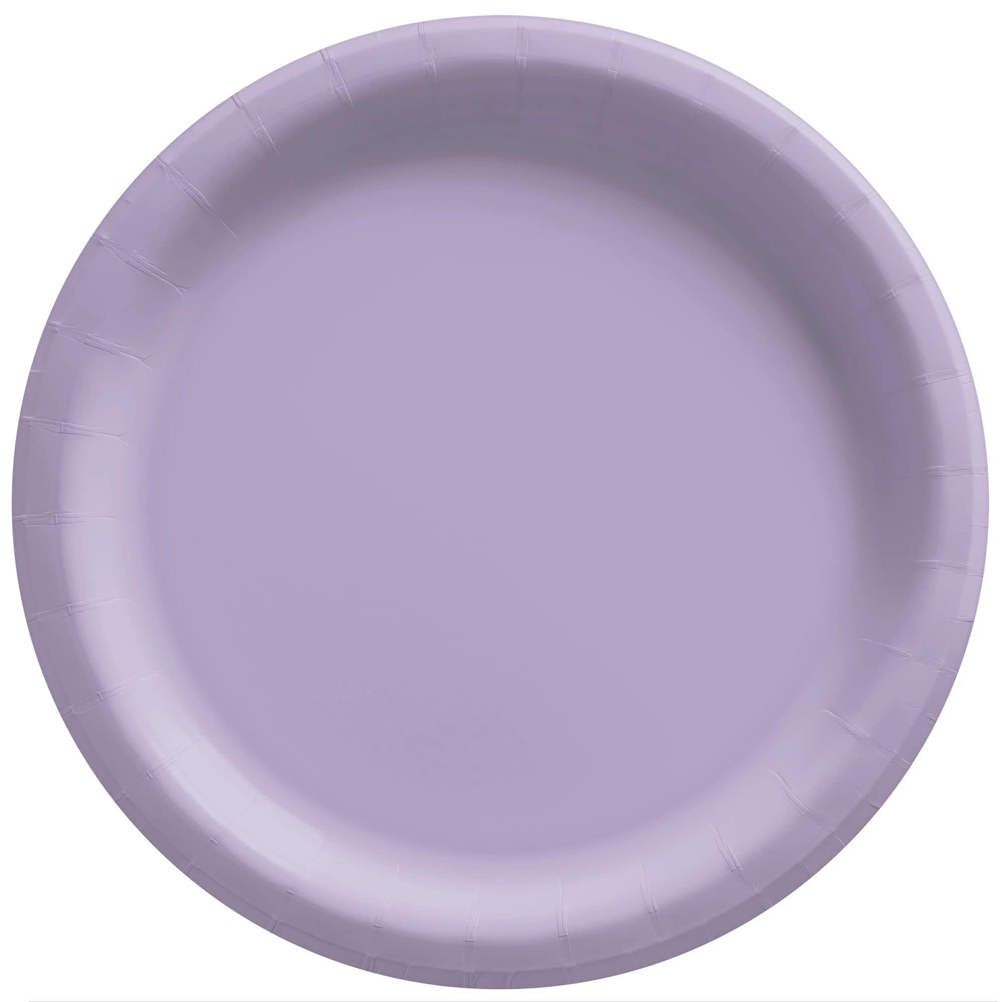 Amscan Round Paper Plates - 10'' (50 Pieces) - Perfect For Parties, Picnics, & Everyday Meals, Lavender