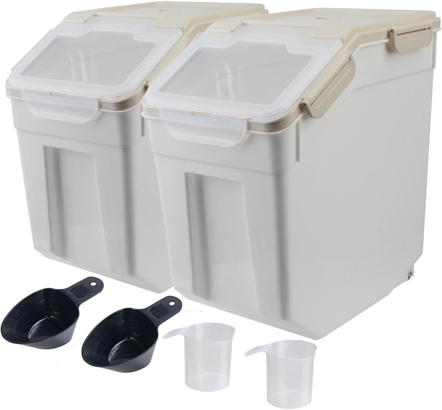 Anrui 2 Pack Dog Pet Food Storage Containers With Lids Airtight Plastic Flour Cereal Grain Rice Dry Food Dispenser Organizer Sto