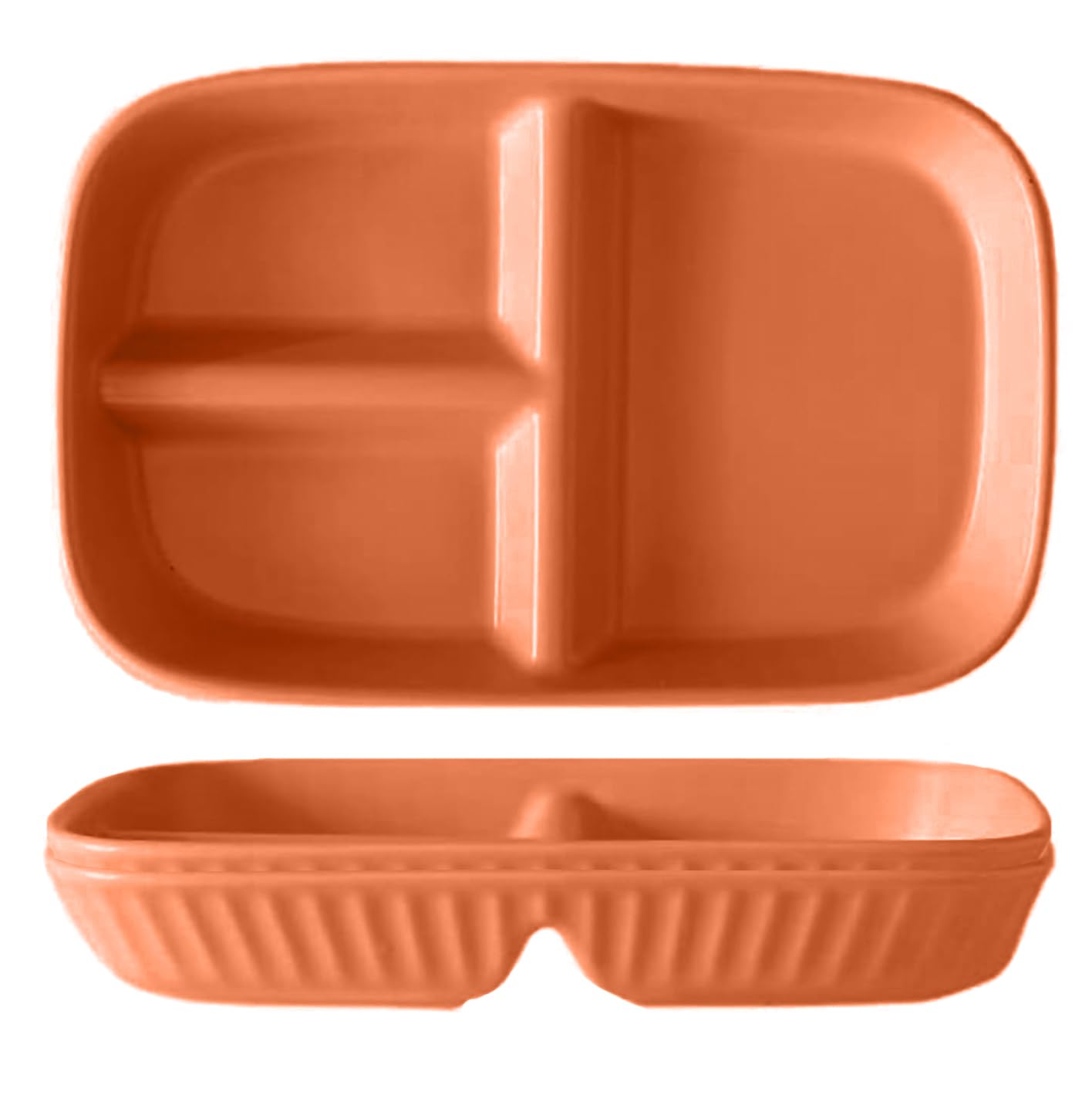 Oicia Wheat Straw Divided Plates Set Of 2, Portion Control Bariatric Plate With 3 Compartments, Microwave & Dishwasher Safe, Reu