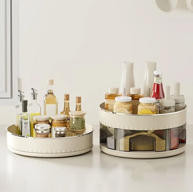 Deoxys Turntable Spice Rack, Space Saving Spinning Rack With Large Capacity  Kitchen Utensils For Cosmetics, Beverages, Toiletr