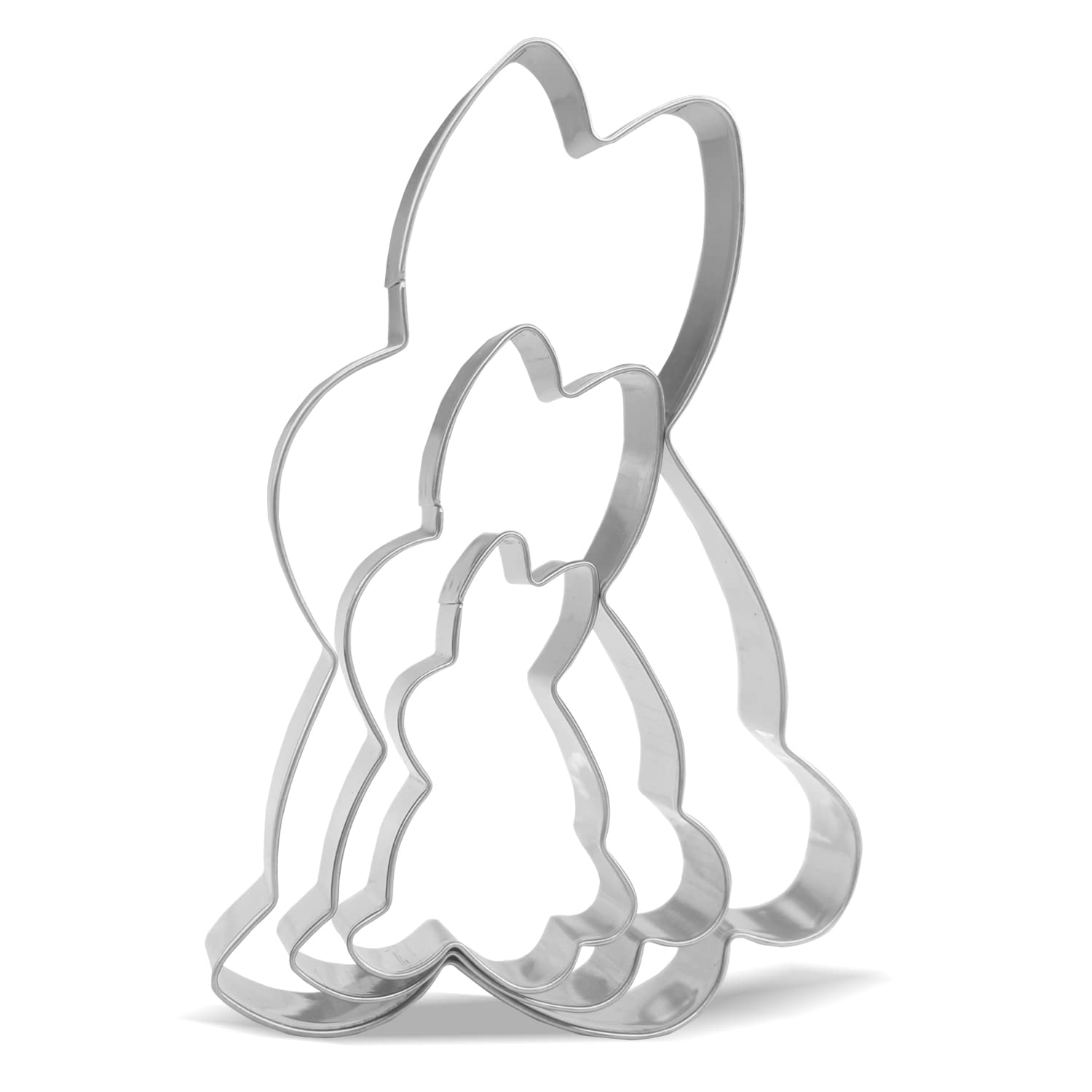 Keewah Rabbit Bunny Cookie Cutter Set - 5.3   ,3.6   ,2.4    - 3 Piece - Stainless Steel