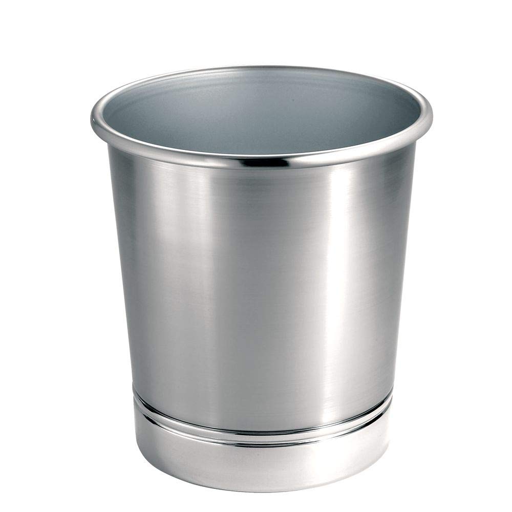 Idesign York Metal Wastebasket, Trash Can For Bathroom, Kitchen, Office, Bedroom, 9.5'' X 9.5'' X 10.25'' - Brushed Nickel And C