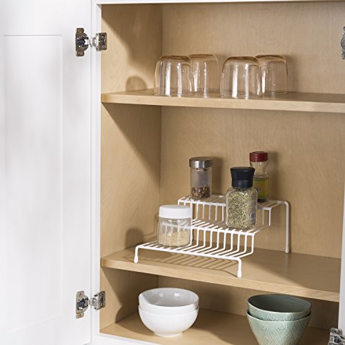 Home Basics 3-Tier Steel Spice Organizer (White) Spice Rack Countertop Organizer | Space-Saving Rack For Spices | Open Design, V