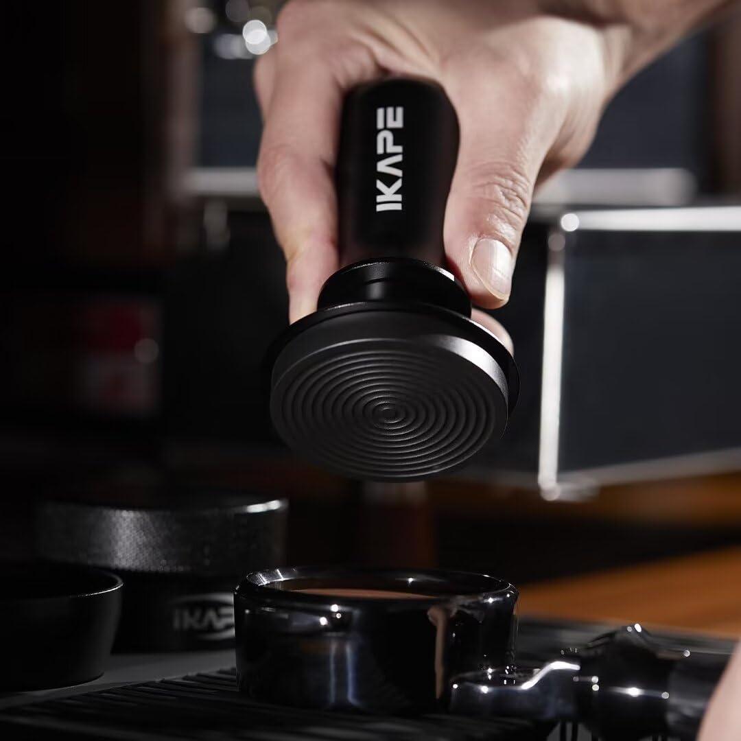 Ikape 51Mm Espresso Tamper, Spring-Loaded Calibrated Tamper With Titanium Ripple Plating Base, Compatible With Over 51Mm Espress