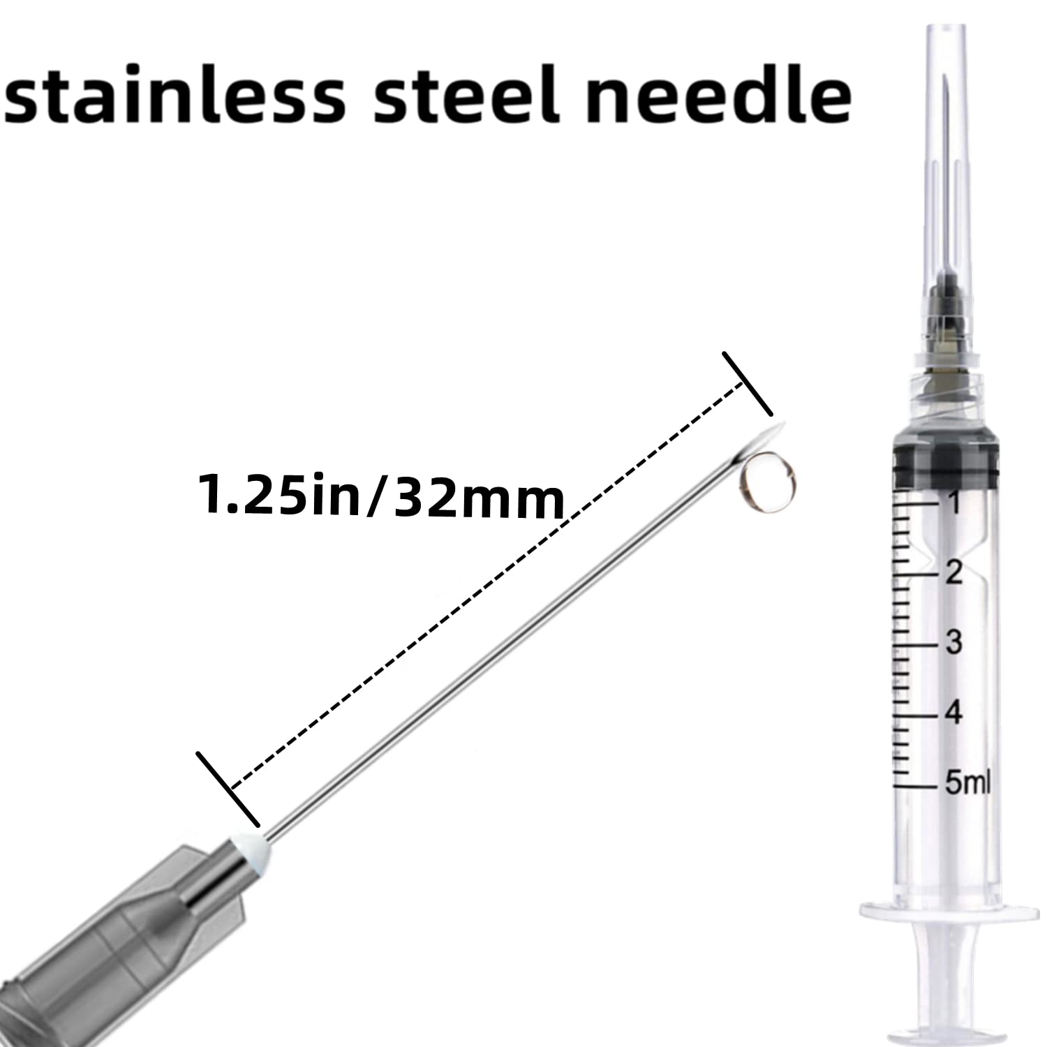 100 Pack 5Ml 22Ga Plastic Syringe With Measurement For Scientific Labs, Industrial Dispensing Animal And Pet Supplies, Disposabl