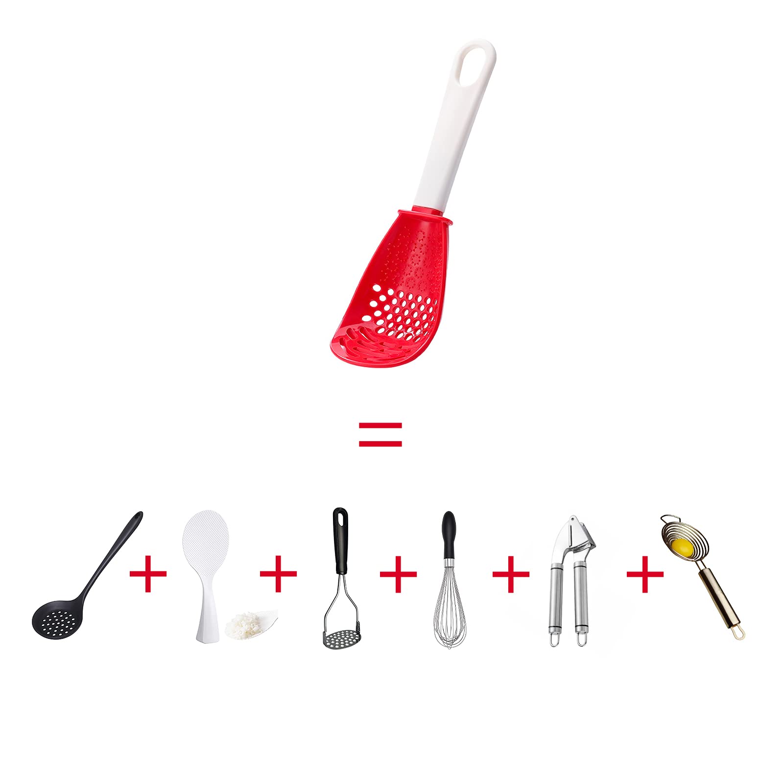 Ouboda Pack Of 2 Multifunctional Cooking Gadgets, 6 In 1 Cooking Utensils Slotted Spoon, 356F Heat Resistant Kitchen Gadgets, Eg