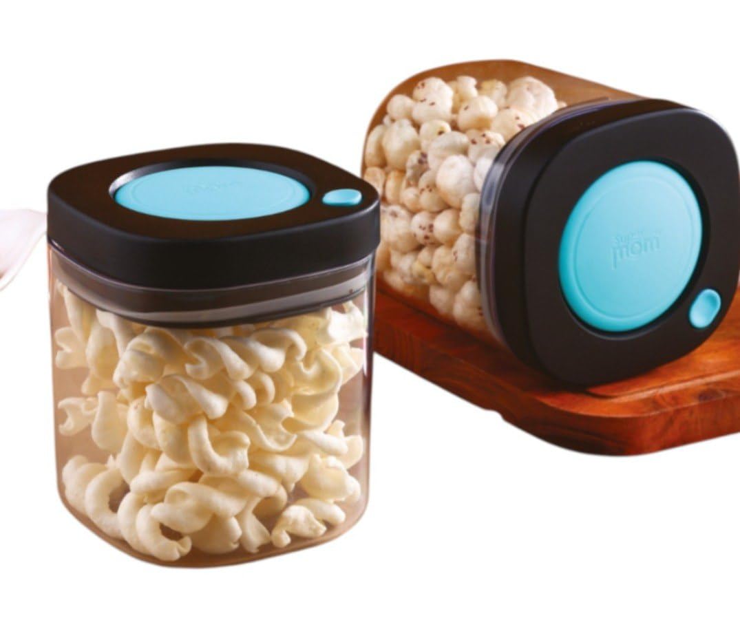 Cheet Enterprise Pushlock Airtight Food Storage Containers  800Ml Leakproof Stackable Jars With OneTouch PopUp Lids | Set Of 