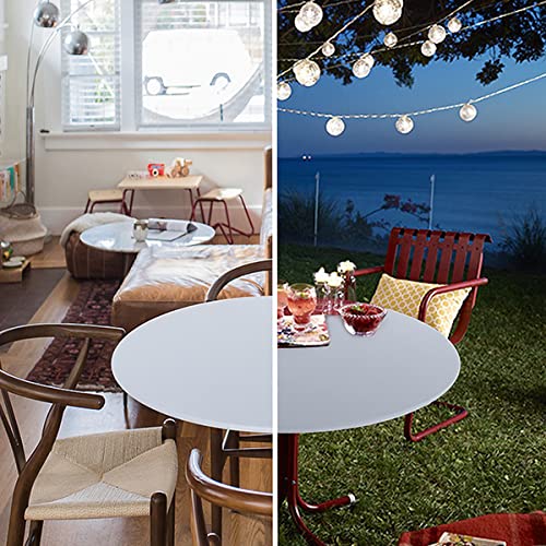 Obstal Fitted Round Table Cloth, Reversible Waterproof Stain Resistant Elastic Stretch Tablecloth, Wipe Clean Table Cover For Ou