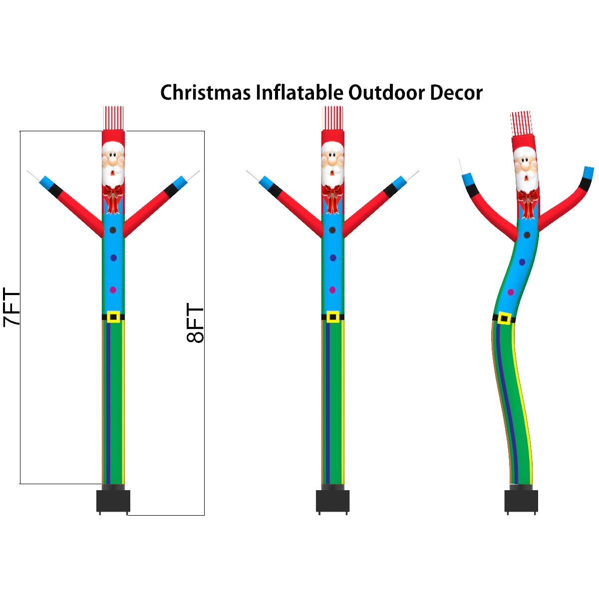 8ft Inflatable Air Waving Tube Dancer with Blower Set, Blow Up Inflate Santa Clause for Christmas Decorations (Santa Claus with