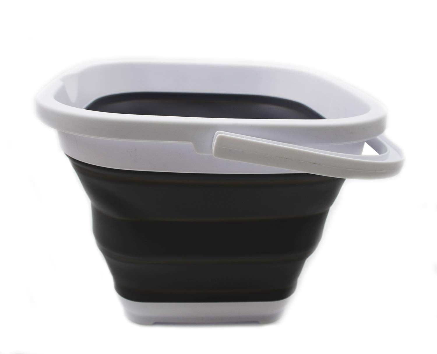 SAMMART 11L (2.9 Gallon) Collapsible Rectangular Handy Basket/Bucket (1  White/Grey)