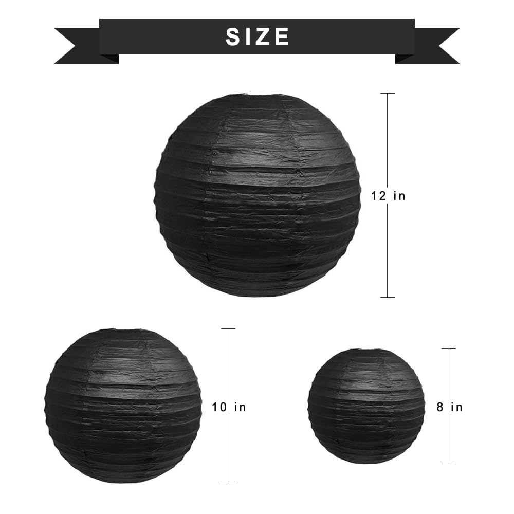 Green Round Paper Lanterns 8in/10in/12in(Total 6 PCS) Decor Hanging Green Paper Lanterns Chinese Lanterns Japanese Lanterns for