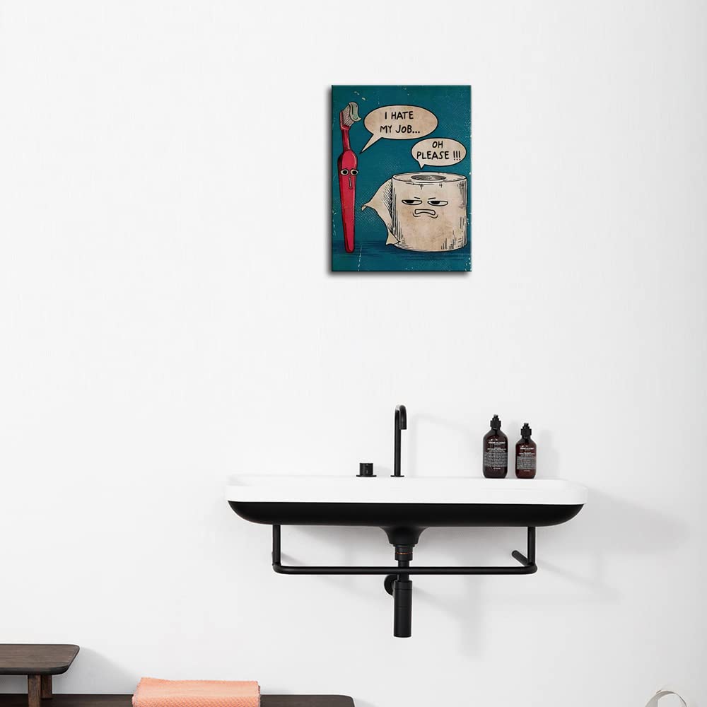 Funny Bathroom Wall Art Toilet Pictures Wall Decor I Hate My Jobs Toothbrush And Toilet Paper Humor Modern Restroom Wall Art Can