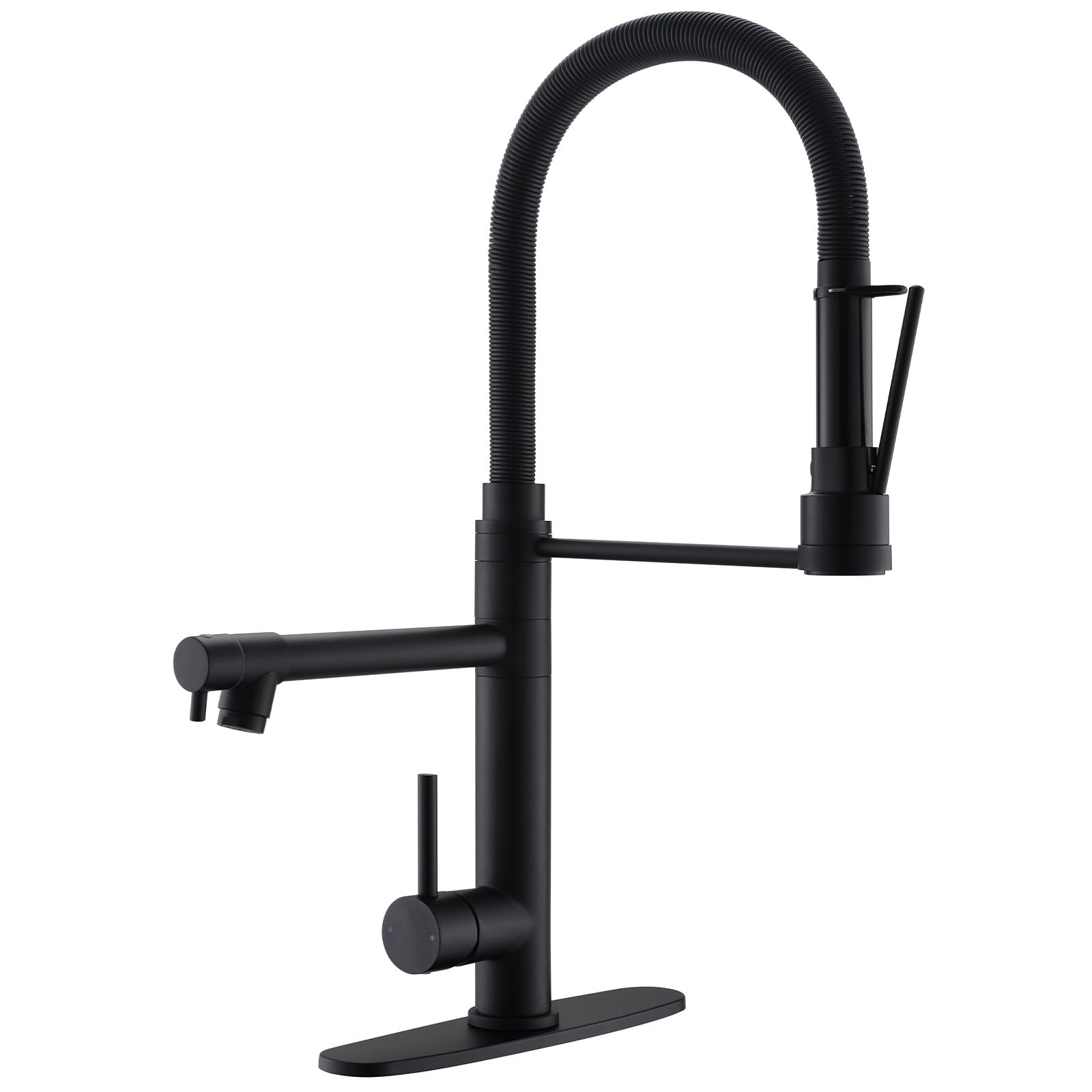 Gimili Matte Black Kitchen Faucet With Pull Down Sprayer Commercial Kitchen Faucet Double-Headed Single Handle Spring Stainless