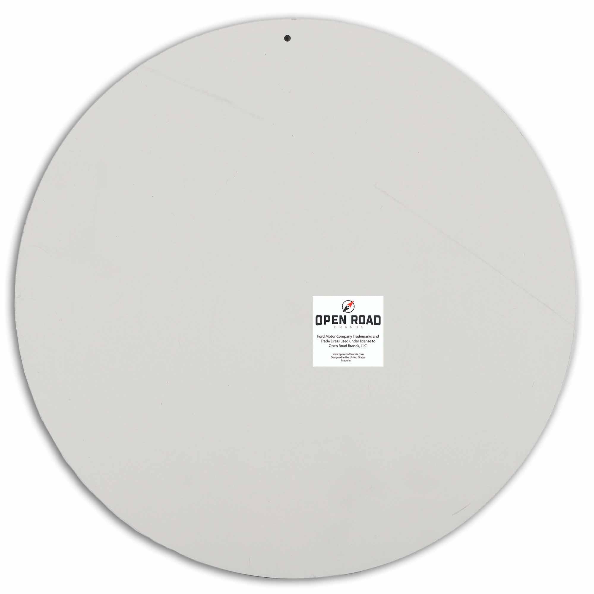 Ford Mustang Round Metal Wall Decor - Iconic Running Horse Logo with Red and Black Racing Stripes