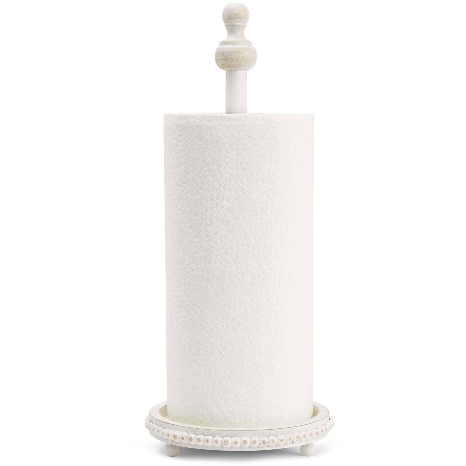 Wooden Rustic Paper Towel Holder For Kitchen Organization, Distressed Standing Holder For Modern Home D  Cor, Countertop, Dining