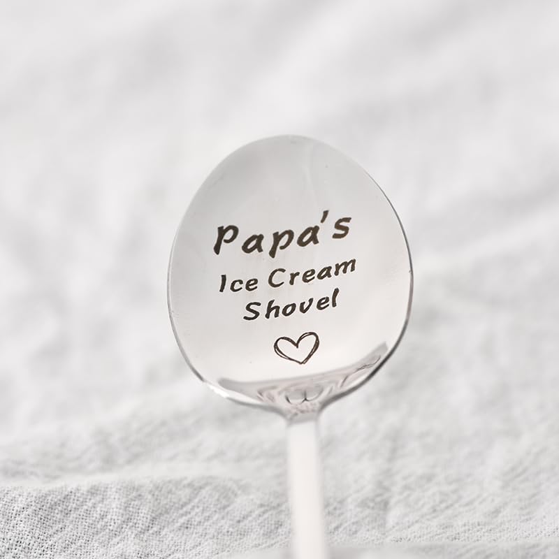 Papa Gifts For Dad Grandpa Papas Ice Cream Shovel Spoon Engraved Birthday Gift For Papa Grandfather Grandpa Fathers Day Gift For
