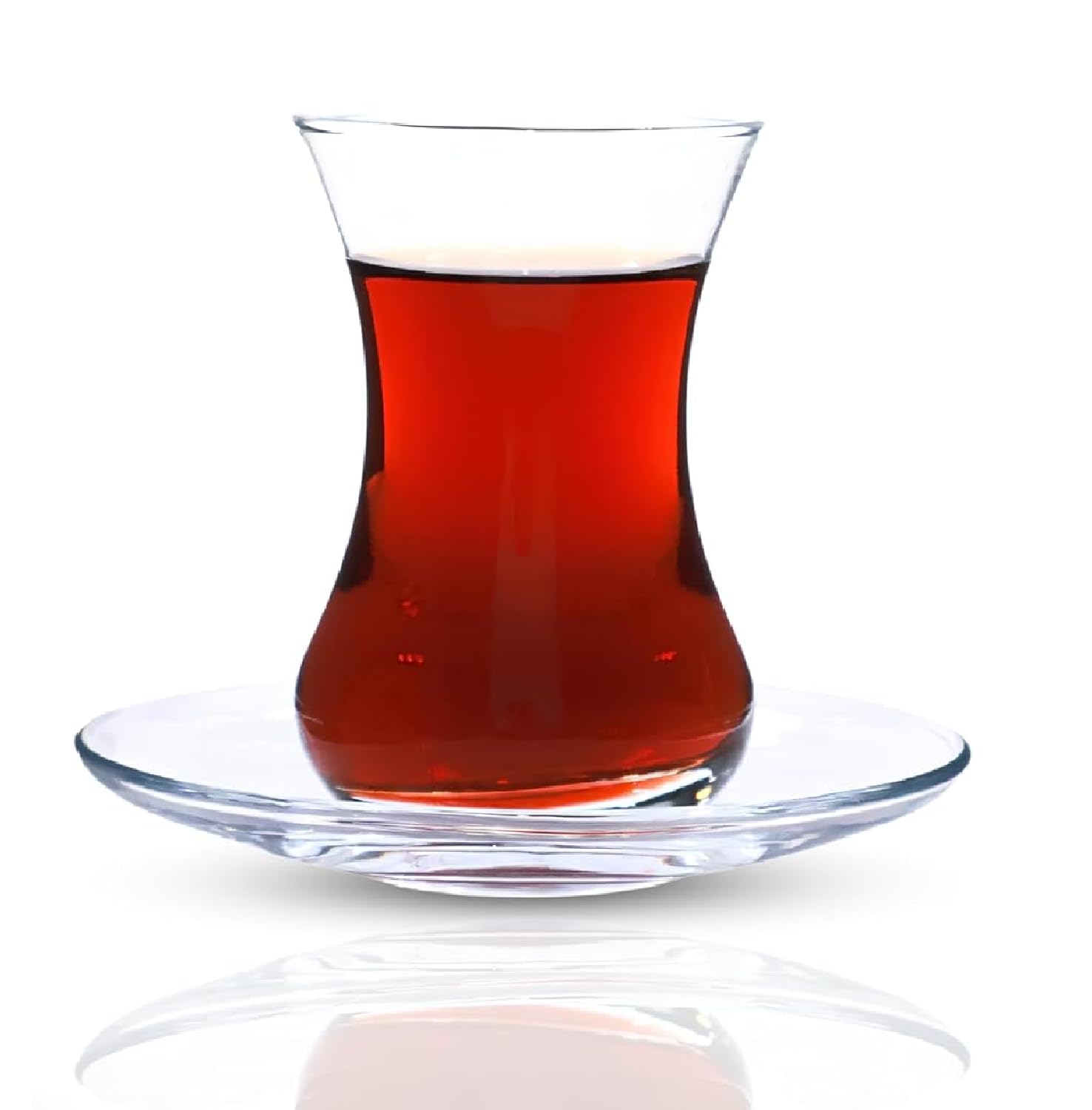 yersiz Turkish Tea Glass Set of 6 with Saucers, Arabic Moroccan Tea Cup Set