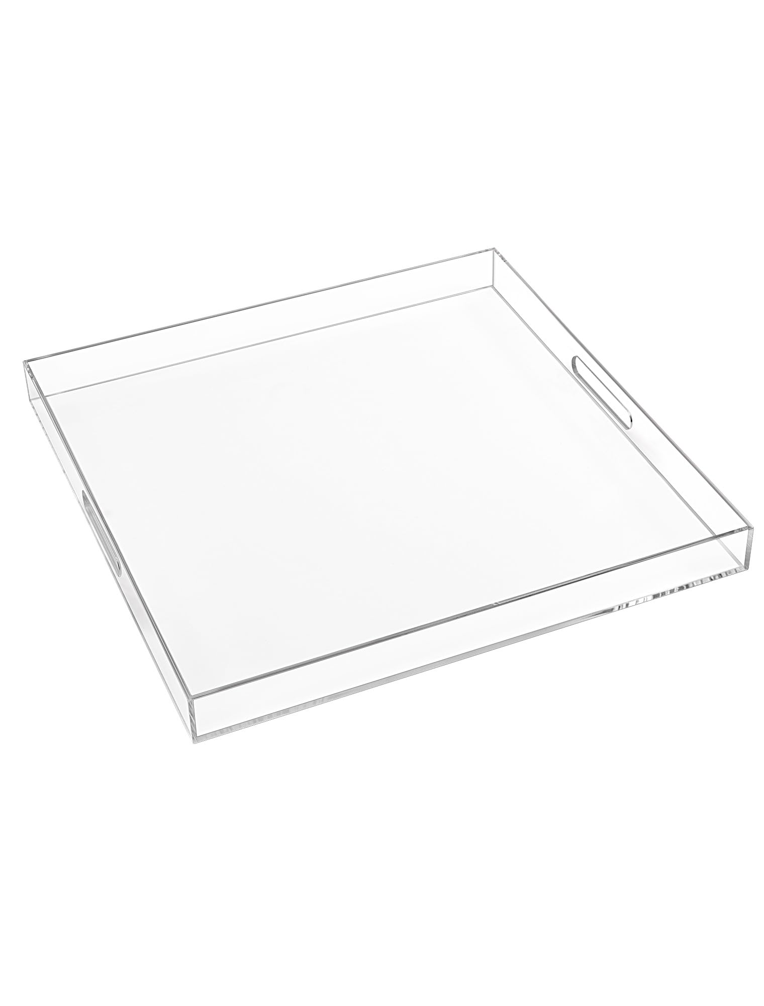 22  22 Inches Oversize Extra Large Sturdy Clear Acrylic Serving Tray King Size Decorative Tray Big Ottoman Tray With Cut Out Han