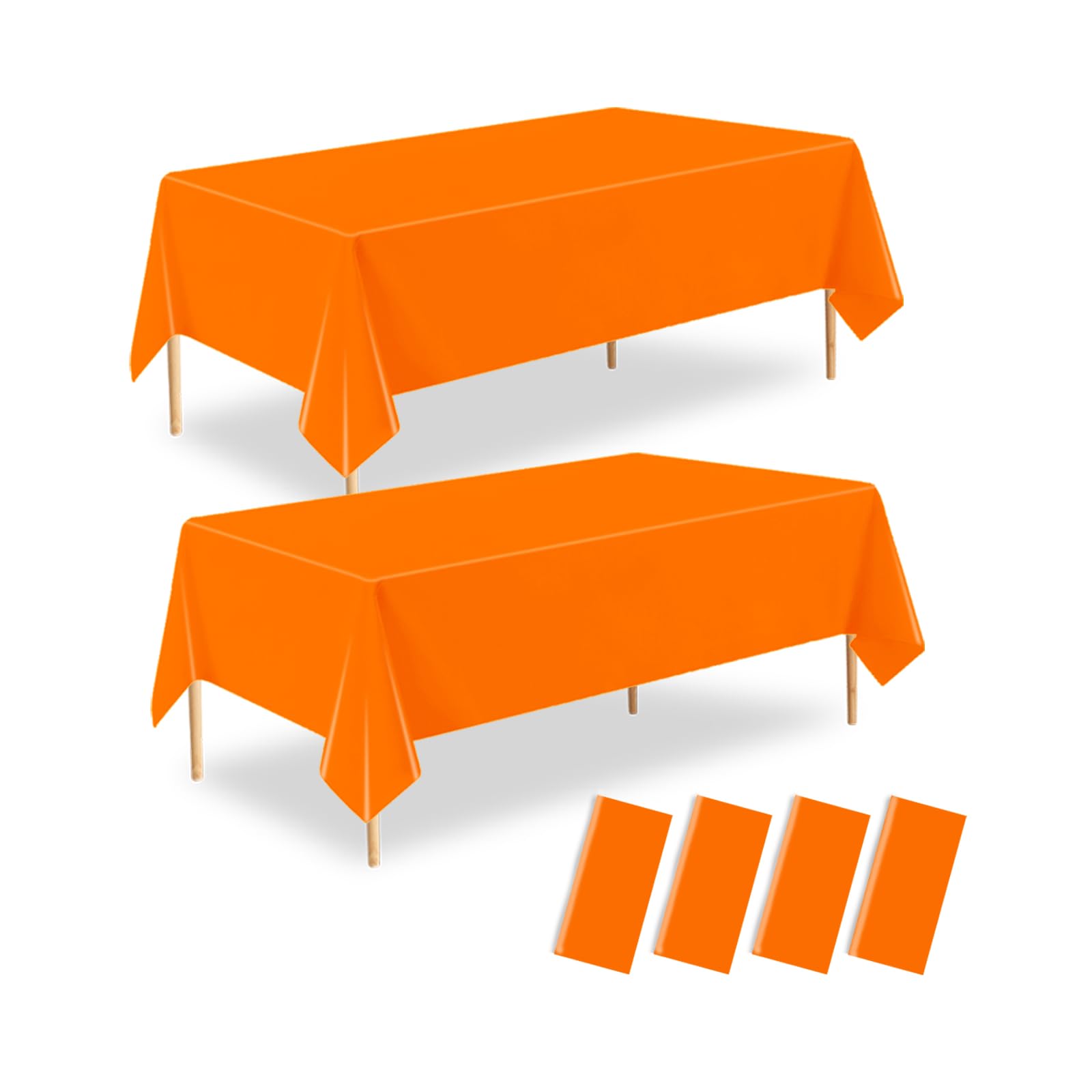 ZHIAXTON 4 Pack Orange Plastic Tablecloth, 54 X 108 Inch Disposable Rectangle Table Cloth for Bride Wedding Birthday Hanksgiving