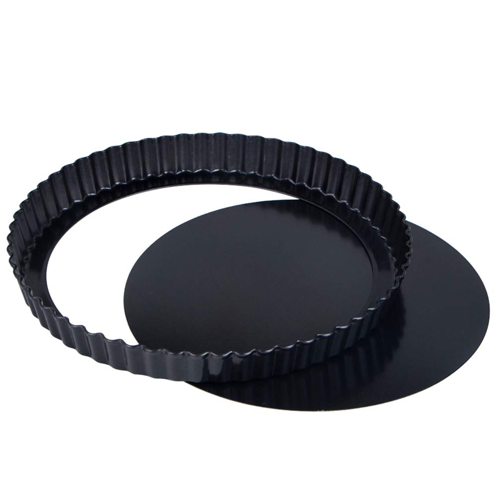Webake 9 Inch Round Tart Pan With Removable Loose Bottom, Non-Stick Carbon Steel Fluted Flan Quiche Pan Large Tart Tin