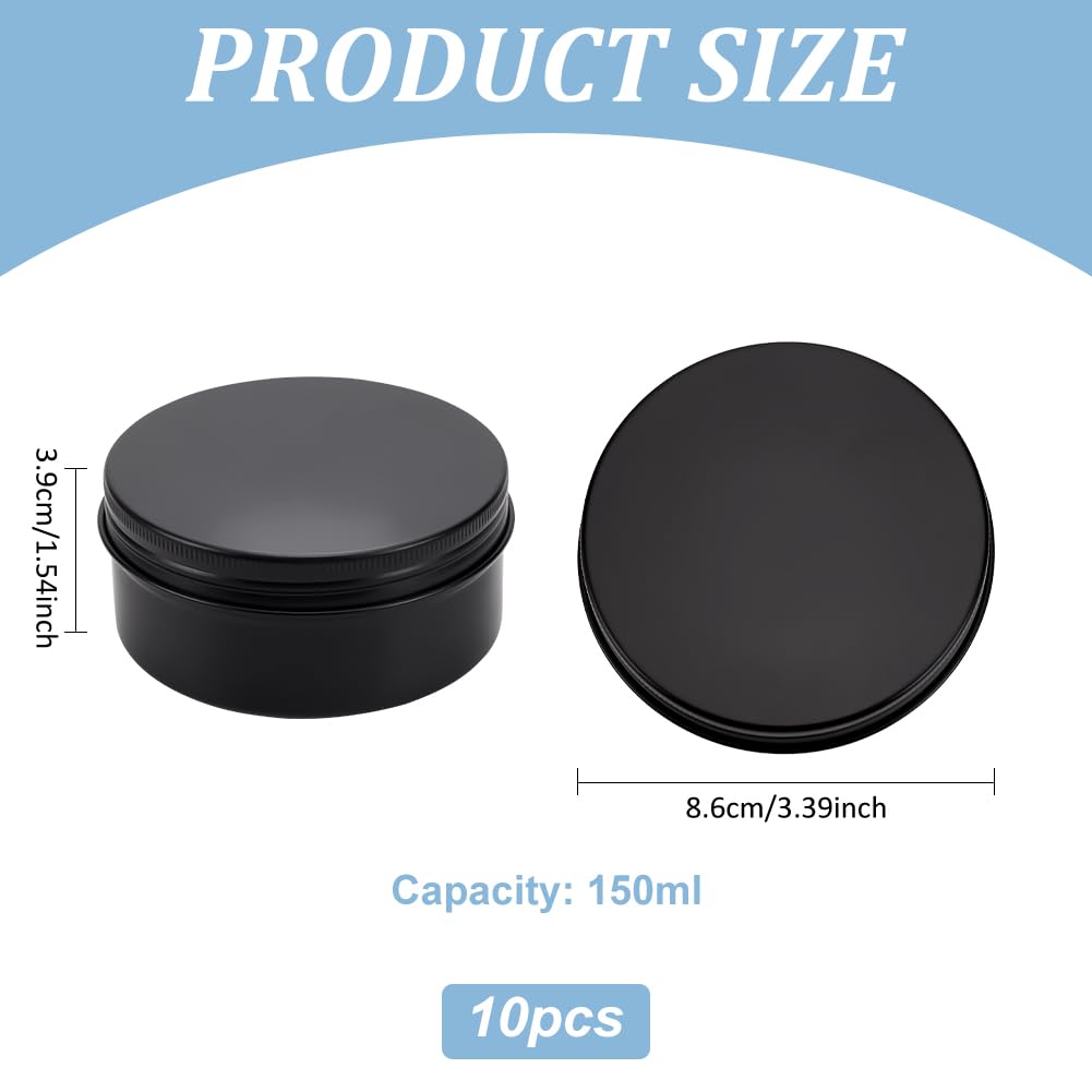 Benecreat 10Pcs 5Oz Round Tin Cans Screw Top Aluminum Tins For Lip Balm, Scrubs, Spices, Candies, Tea, Summer Travel, Cosmetic B