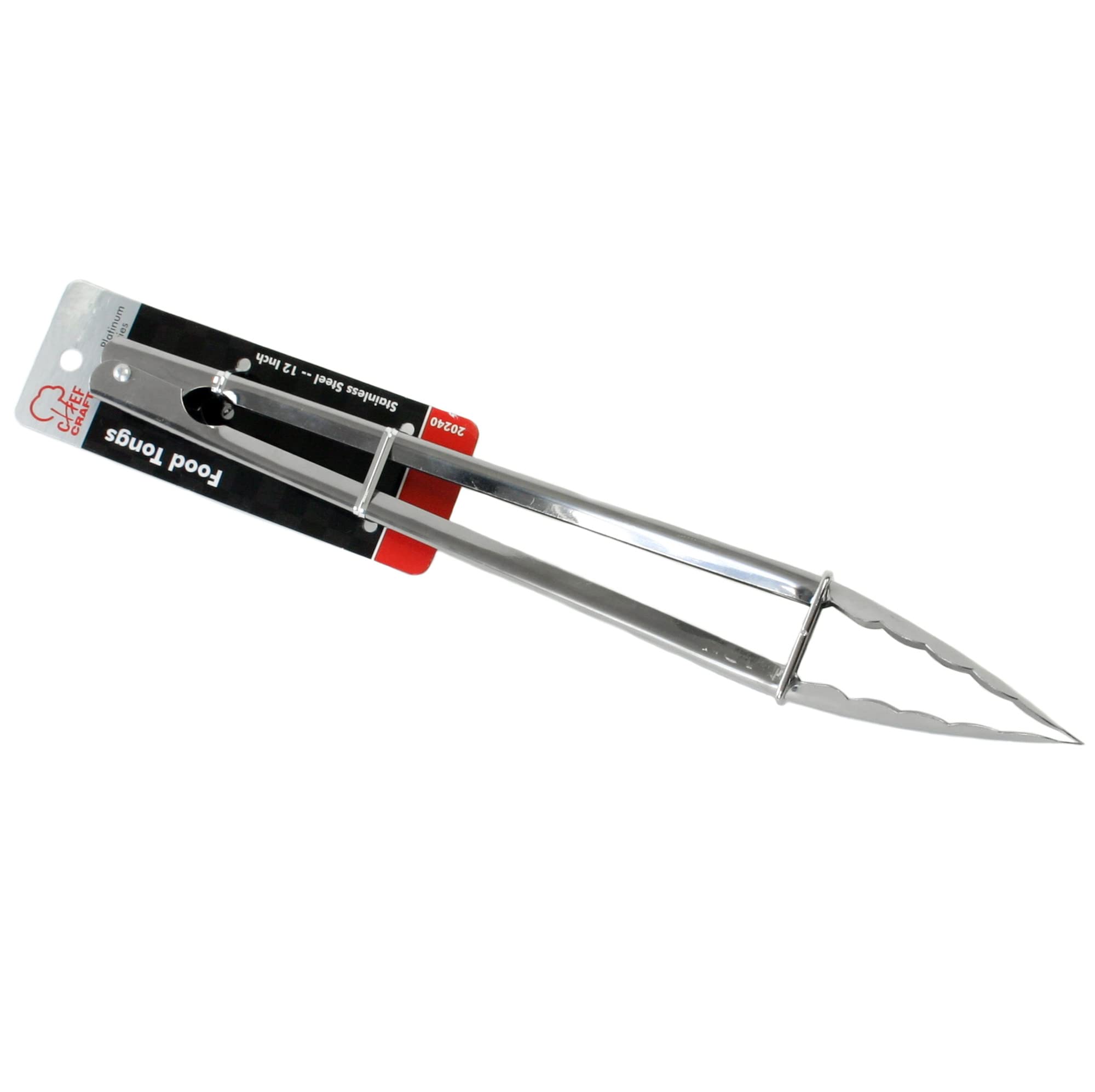 Chef Craft Classic Clam Shell Tongs, 12 Inches In Length, Stainless Steel