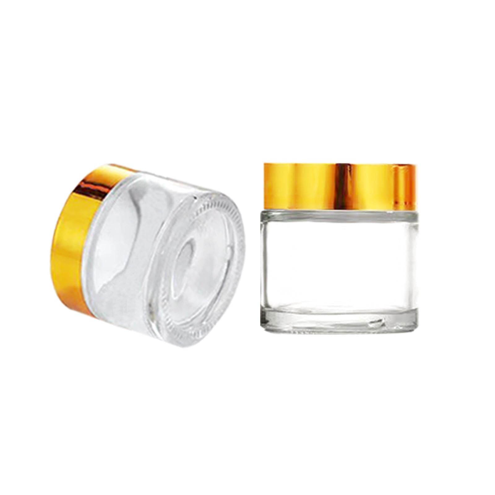Begiket 4 Pack 2 Oz Glass Cream Jar,Clear Glass Jars With Lids Empty Round Glass Jar With Inner Liners And Gold Lid,Cosmetic Con
