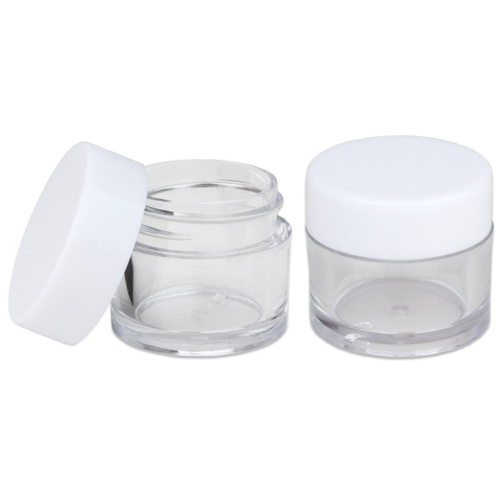 Beauticom High-Graded 7 Grams/7 Ml (Quantity: 12 Packs) Thick Wall Crystal Clear Plastic Leak-Proof Jars Container With White Li
