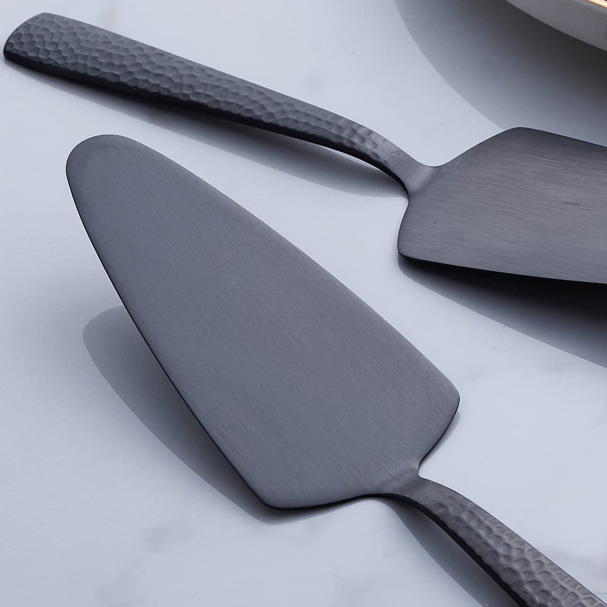 Fullyware Matte Black Cake Pie Server, 9.4-Inch Stainless Steel Heavy Duty Pizza Spatula, Satin Finish, Set Of 3