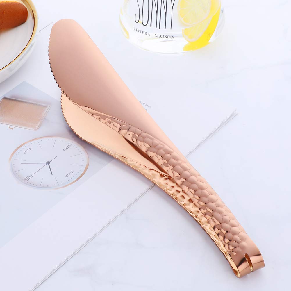 Bisda Stainless Steel Kitchen Food Clamp Serving Tongs For Cooking,Toast Bread,Salad,Barbecue,Grilling,Baking,Frying(Rose Gold)