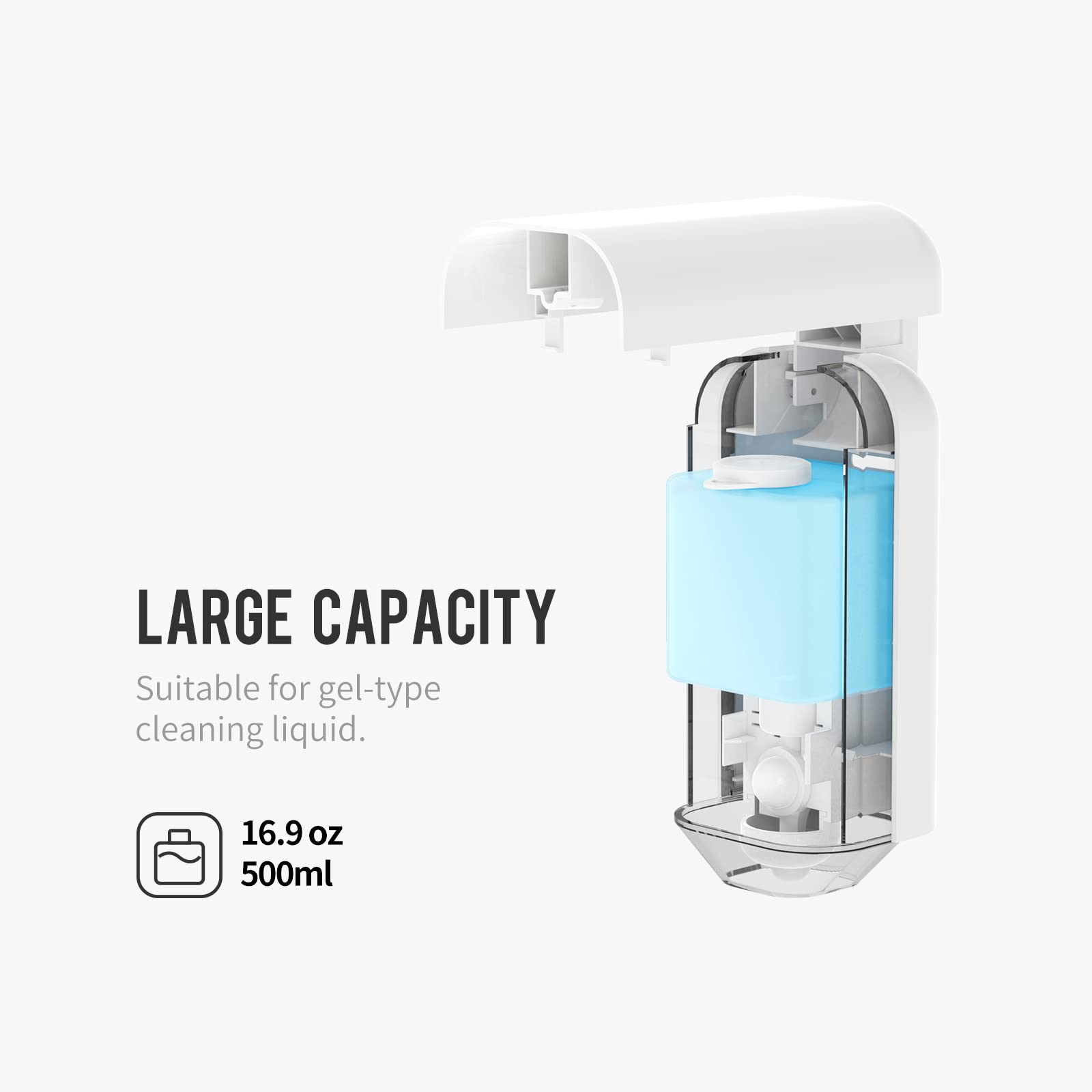 Welkin Soap Dispenser Wall Mount, 16.9Oz/500Ml Manual Liquid Soap Dispenser Wall Mounted For Bathroom, Home, Hotel, Office, Comm