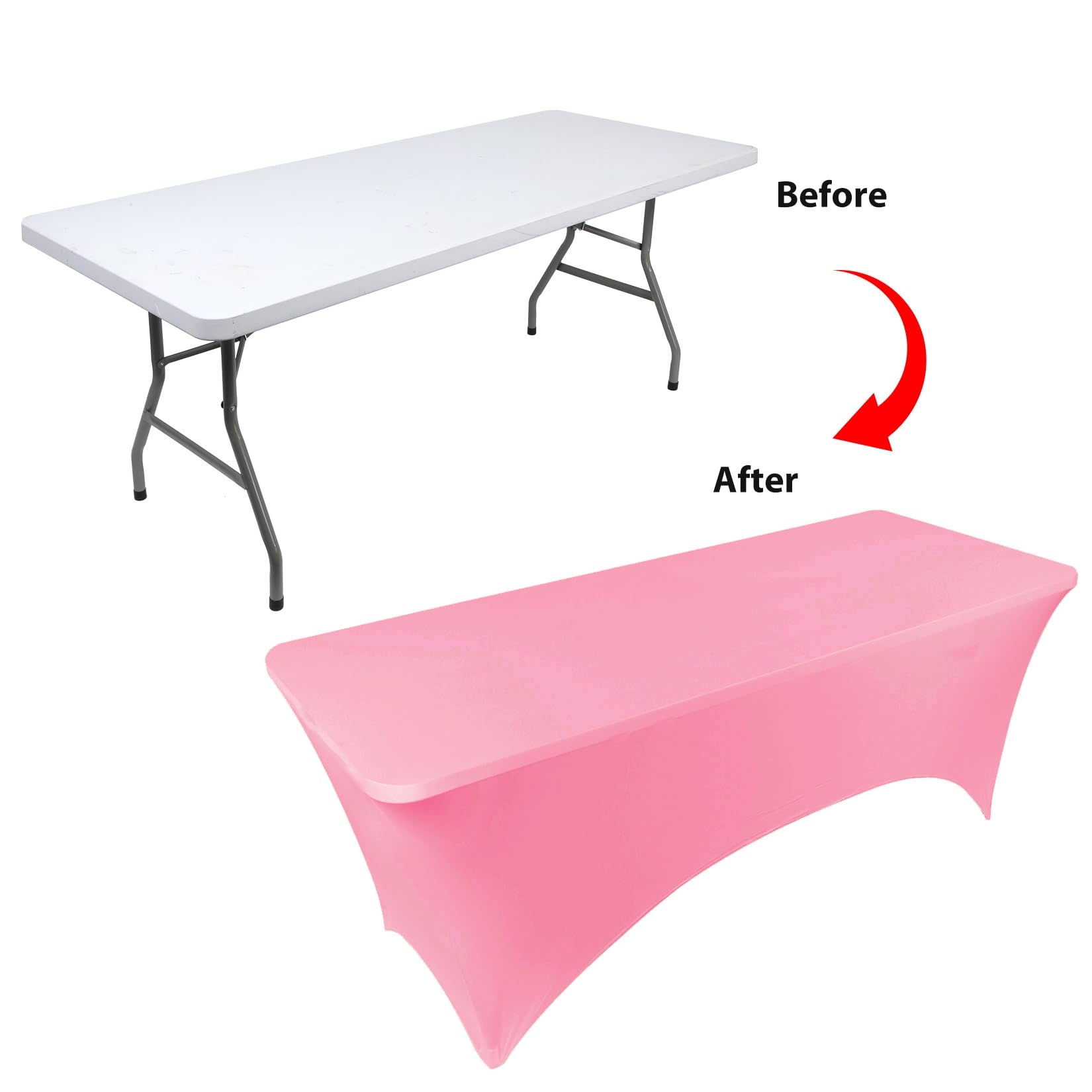 Bddc Table Covers For 6 Foot Tables 2 Pack, Spandex Table Covers 6Ft, Hot Pink Table Cloths Rectangle 6Ft For Events, Wedding, B