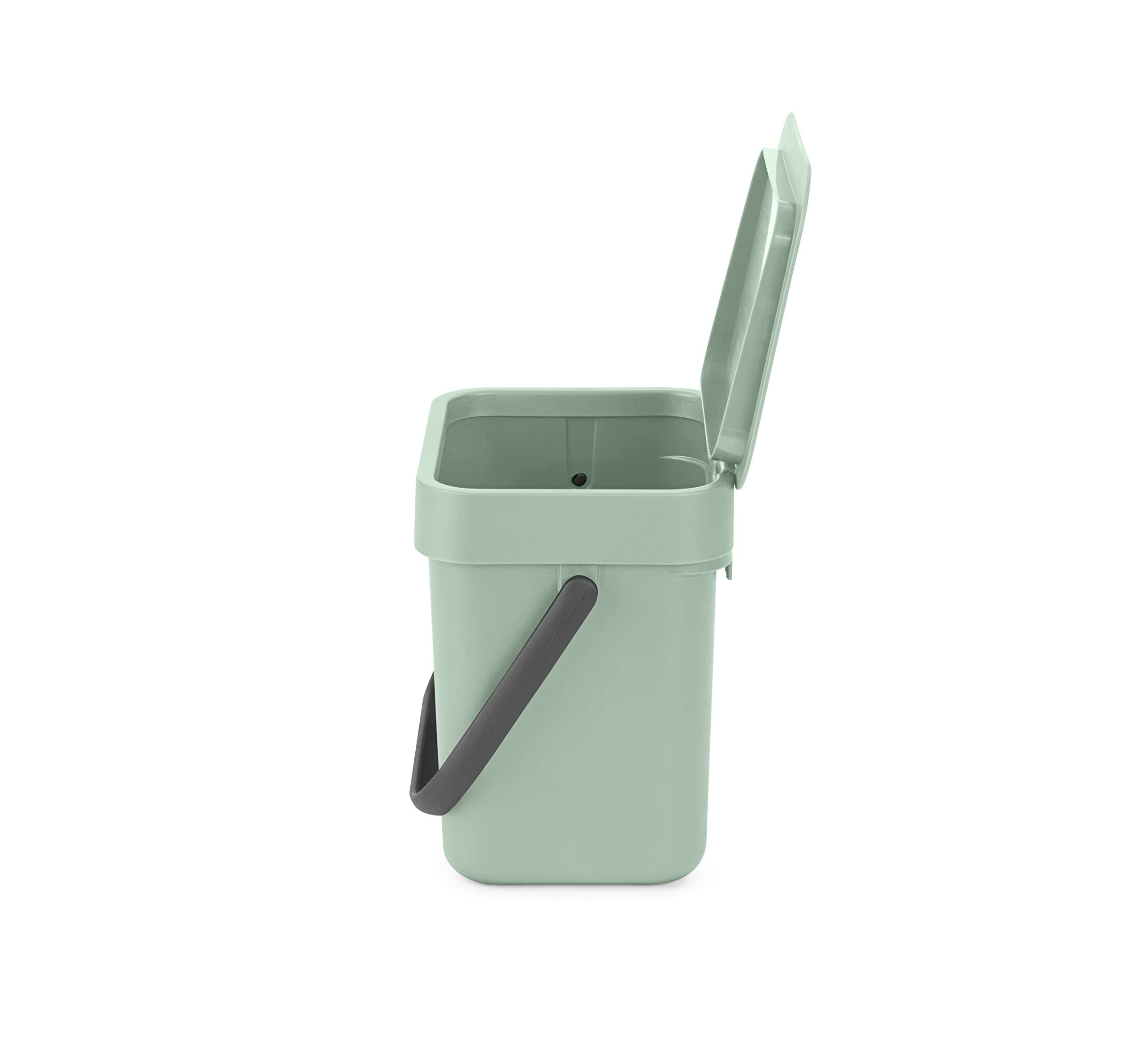 Brabantia Sort & go Food Trash can (08 galJade green) Small countertop Kitchen compost caddy with Handle & Removable Lid  Easy clean