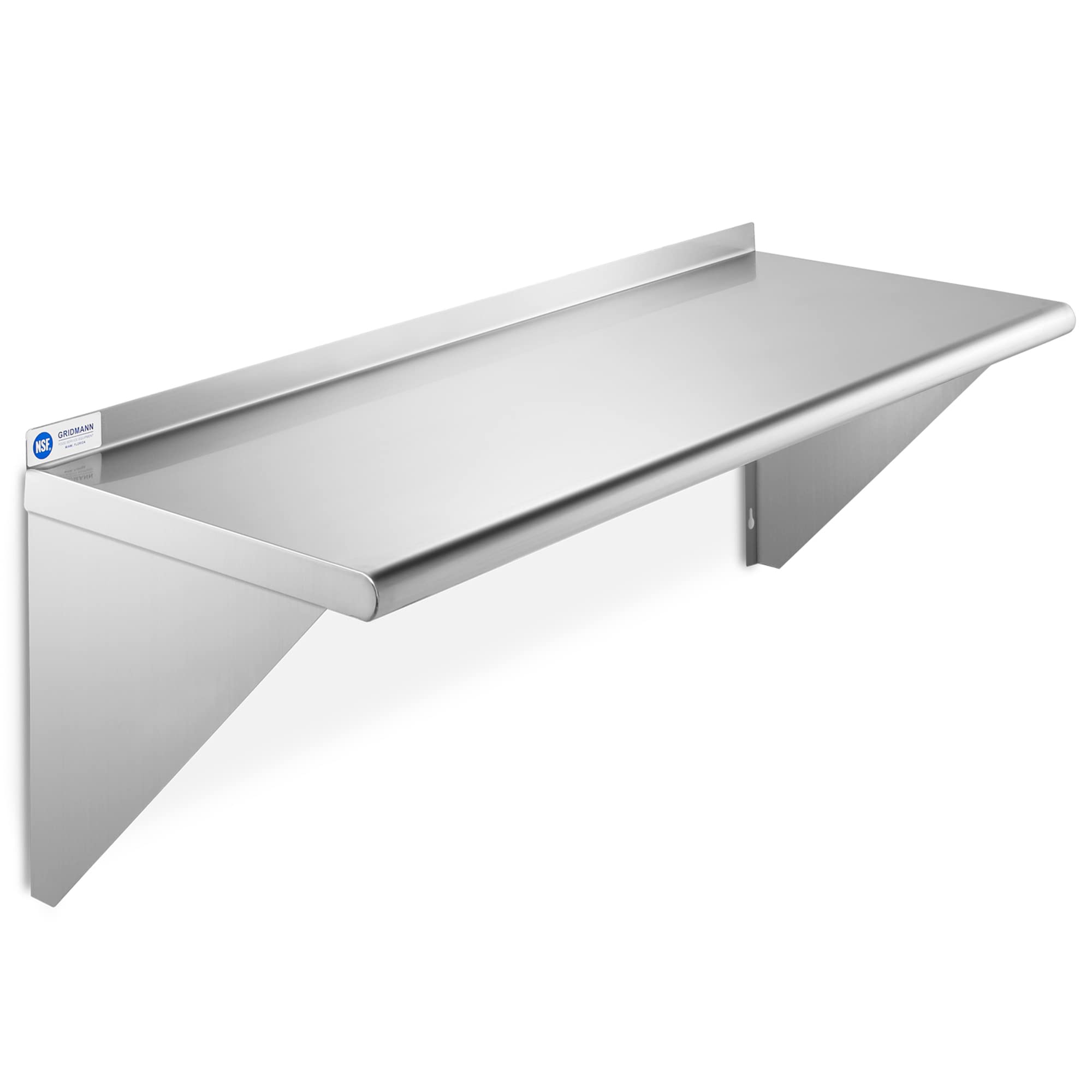 GRIDMANN 14 x 36 Stainless Steel Wall Mount Shelf with Backsplash, Commercial Grade  NSF Certified 18 Gauge Shelving for Rest