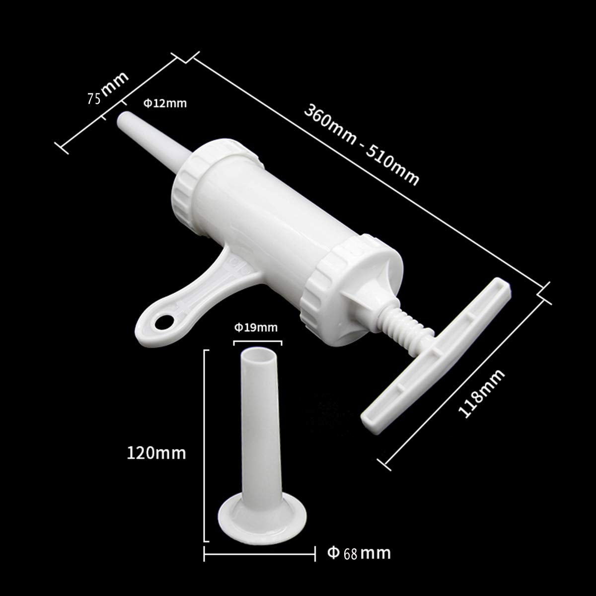 Liebhome Food Grade Quality Manual Sausage Maker, Sausage Stuffer Meat Filler Hand Operated Salami Maker(With 2 Funnel, 5/8''And
