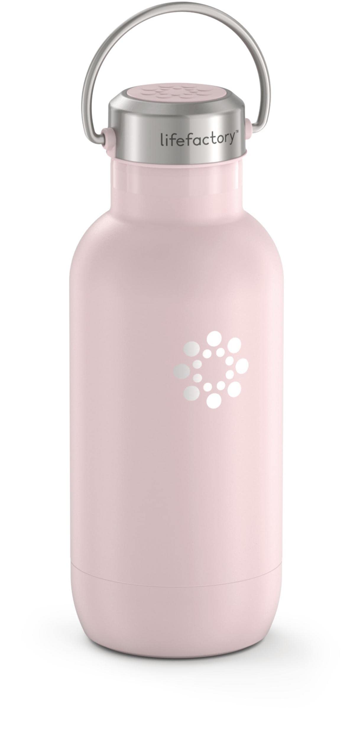 LIfeFactory Stainless Steel Vacuum-Insulated Sport Bottle  16 Ounce  Desert Rose