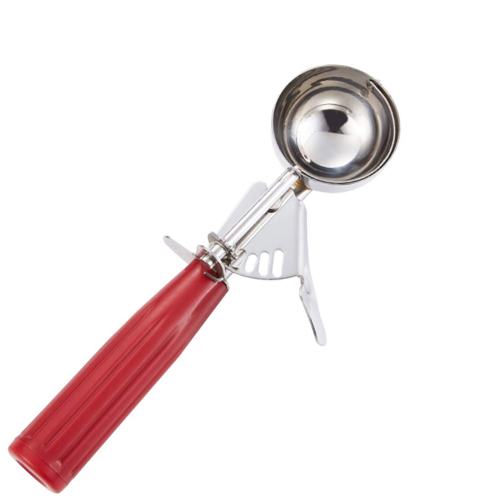 Saebye Cookie Scoop - #24 (1.35 oz) - Disher Scoops, Portion Scoop - Portion Control - 18/8 Stainless Steel, Red Handle