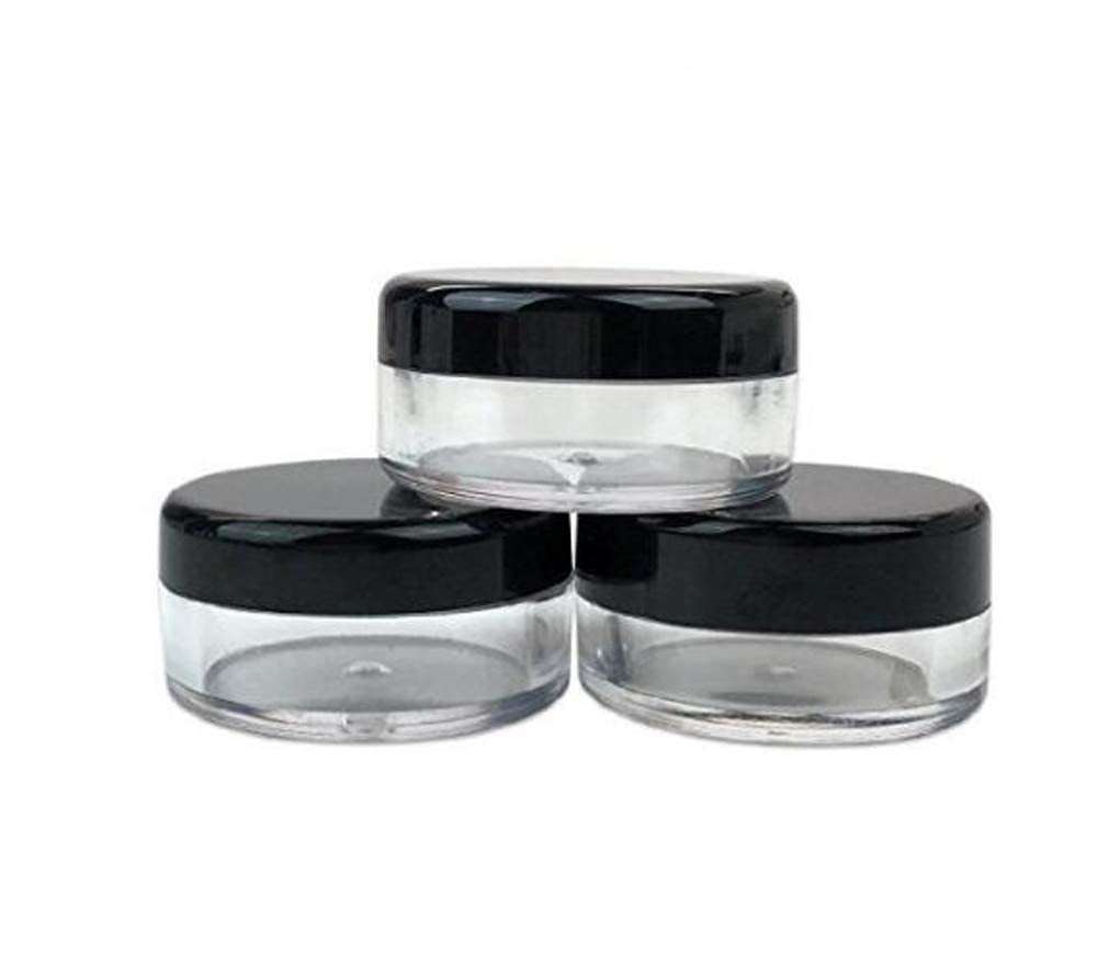 3 Gram 3 Ml Jar Bpa Free Cosmetic Sample Empty Plastic Container Round Pot With Black Screw Cap Lid Small Tiny 3G Bottle For Mak